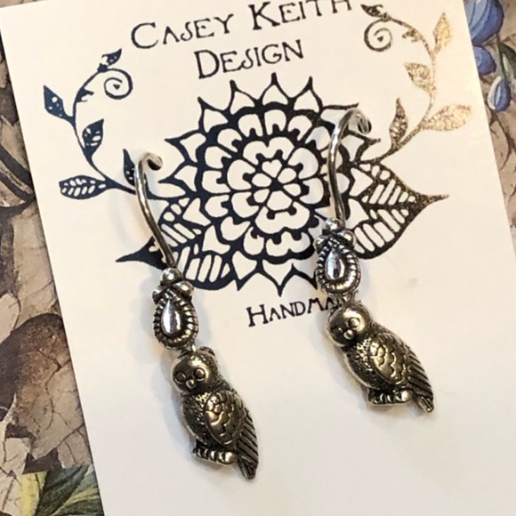 Silver Owl Earrings - Picture 6 of 8